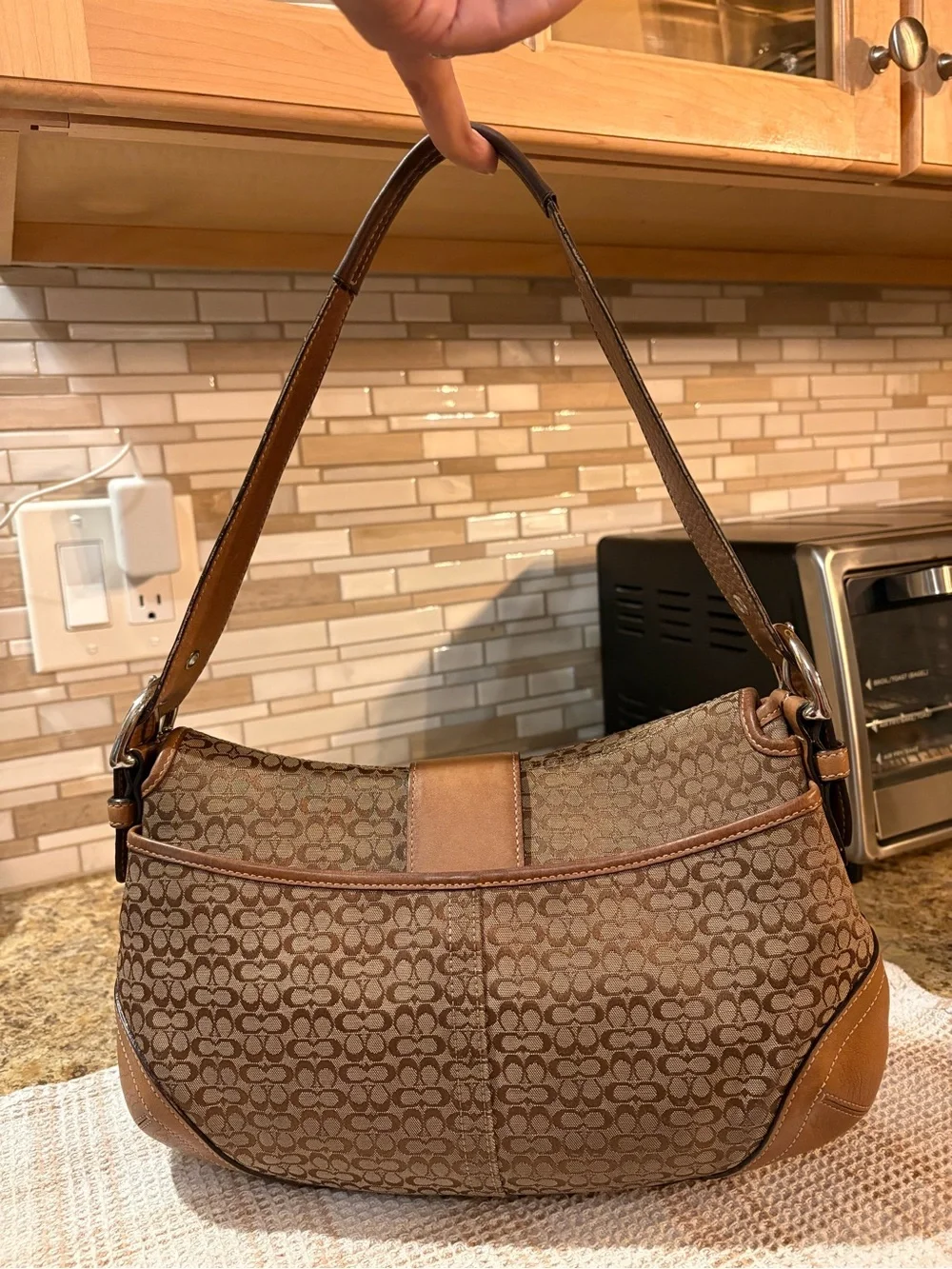 Vintage Coach Soho! Signature Large Flap Shoulder Bag -Jacquard & Leather